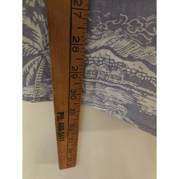 Rip Curl Hawaiian Shirt Blue Mens Light Blue White Palm Trees Short Sleeve Sz L - Picture 7 of 8